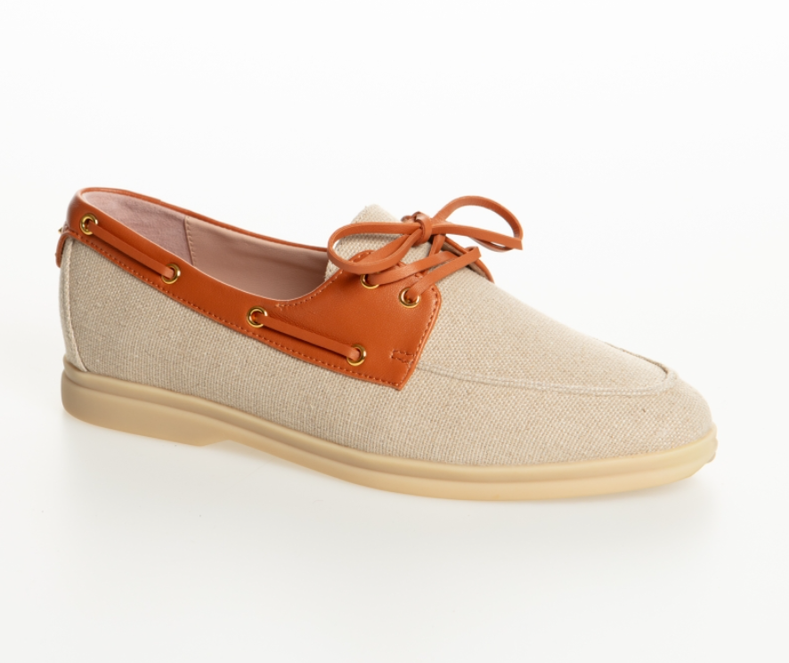 COCCI2 — Canvas bootschoen met cognac